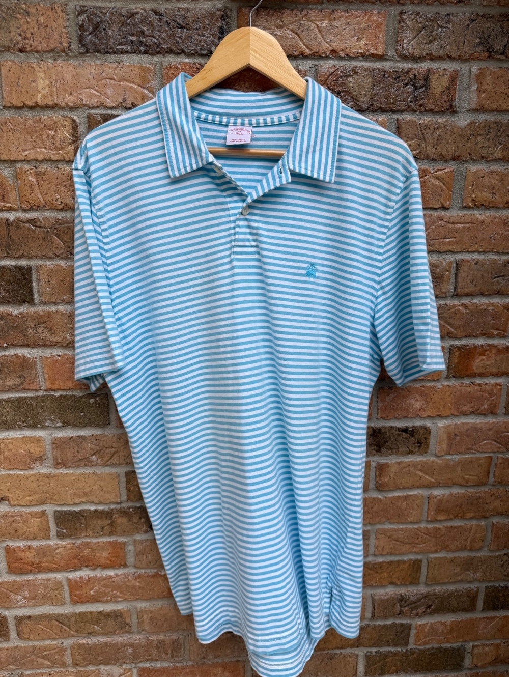 Brooks Brothers 1818 Men’s XL Blue White Striped Cotton Polo Shirt